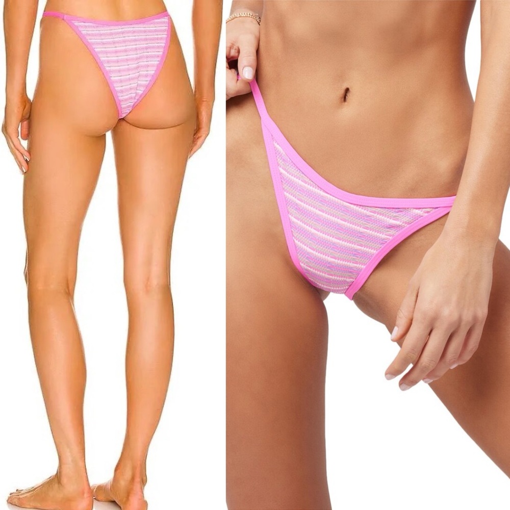 l*space Tommy Bottom Bitsy Cheeky Electric Pink Pique Stripe - Size M